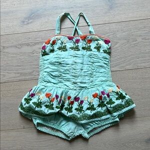 Vintage floral girls sun suit